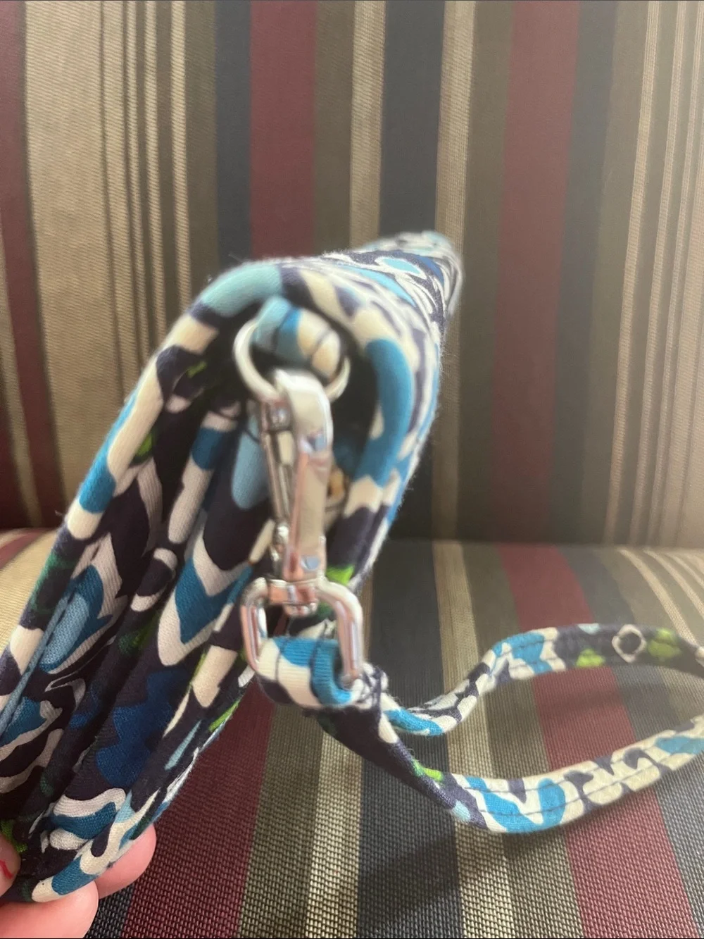 Vera Bradley Navy Blue Green Quilted Turn-Lock Wristlet